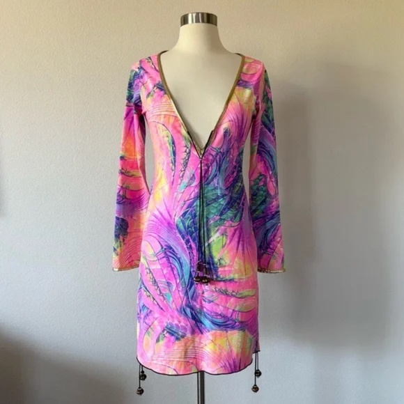 Kasia de Gelaque Dresses & Skirts - Kasia de Gelaque Neon Animal Print L/S Mini Dress OS